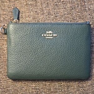 Coach Teal Leather Wristlet